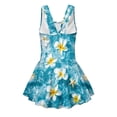 thumbnail image 5 of COEQINE Swim Dress for Girls with Built-in Liner & Flowy Skirt, Scoop U-Neck V-Back Playful Tankini Style Swimsuit for 3-4 Year Olds, Polyester Spandex Blend, Hawaiian Plumeria Sea, 5 of 8