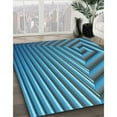 thumbnail image 3 of Ahgly Company Machine Washable Indoor Rectangle Transitional Blue Jay Blue Area Rugs, 6' x 9', 3 of 7