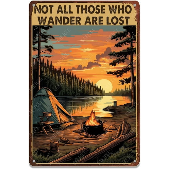 Funny Metal Sign Not All Those Who Wander Are Lost Vintage Aluminum Tin Signs Retro Sign for Home Living Room Bedroom Farmhouse Chicken Kicthen Bar Cafe Wall Decoration Gift 8 X 12 Inch -001