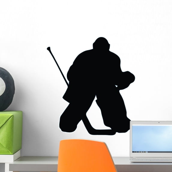 Ice Hockey Silhouette Wall Decal by Wallmonkeys Peel and Stick Graphic (18 in H x 13 in W) WM246065