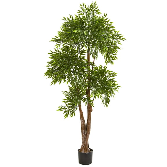 Nearly Natural 69in. Ruscus Artificial Tree UV Resistant (Indoor/Outdoor), Green