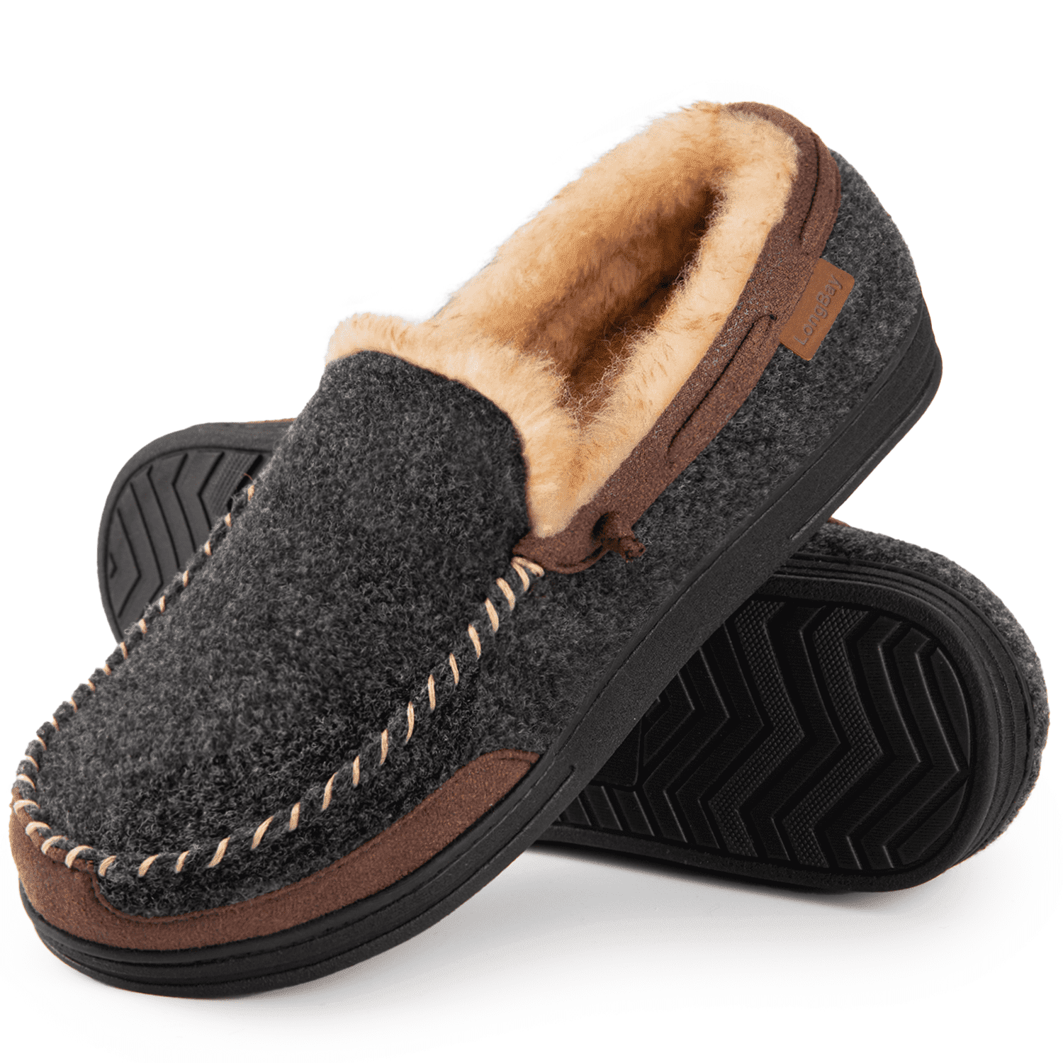 LongBay Men's Moccasin Slippers With Memory Foam photo 1