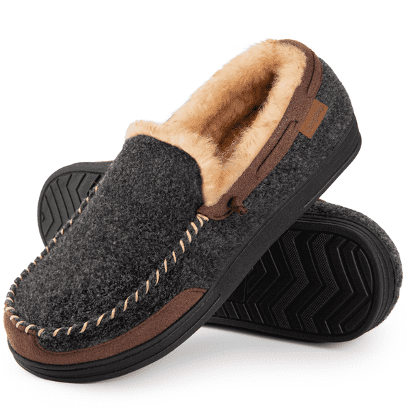 LongBay Men's Moccasin Slippers Memory Foam House Shoes Indoor Outdoor