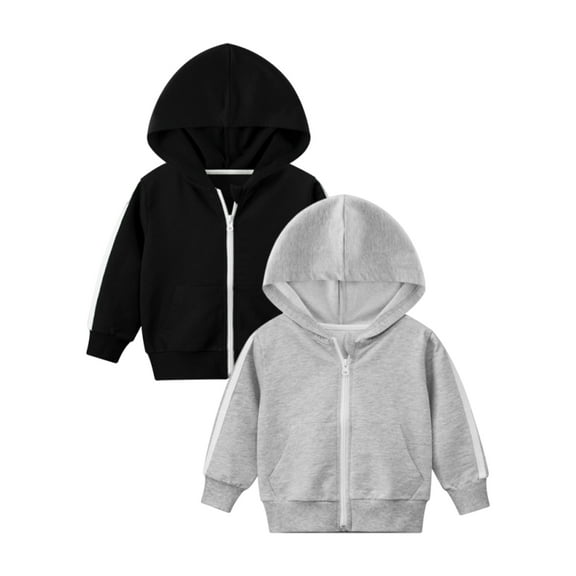 Toddler Boy 2 Pack Zip Up Hoodie with Long Sleeves,Size 2-7T