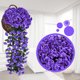thumbnail image 5 of Guirnalda de pared colgante de flores violetas artificiales para bodas, decoración del hogar y eventos, ramos reutilizables de seda de orquídeas y glicinas, 5 of 7