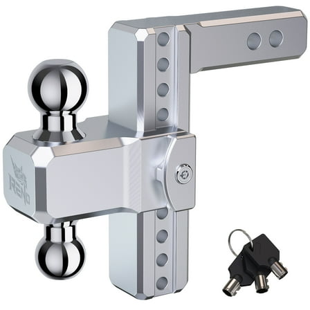 RENO Adjustable Trailer Hitch, Aluminum Dual-Balls with 2 Inch and 2-5/16 Inch, 8" Rise/Drop Hitch Ball Mount for 2" Receiver - 12,500 lbs Towing Capacity