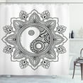 thumbnail image 1 of Ambesonne Ethnic Shower Curtain, Circular Orient Yin Yang, 69"Wx84"L, Charcoal Grey and White, 1 of 2