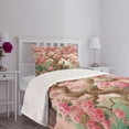 thumbnail image 2 of Ambesonne Spring Quilted Bedspread Set 2 Pcs, Asian Floral Tree Peacock, Twin Size, Pastel Pink Jade Green, 2 of 4