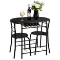 thumbnail image 6 of Ktaxon 3-Piece Modern Kitchen Dining Table Set for 2, Dining Room Round Table and Chair Set with Wine Rack, Black, 6 of 6