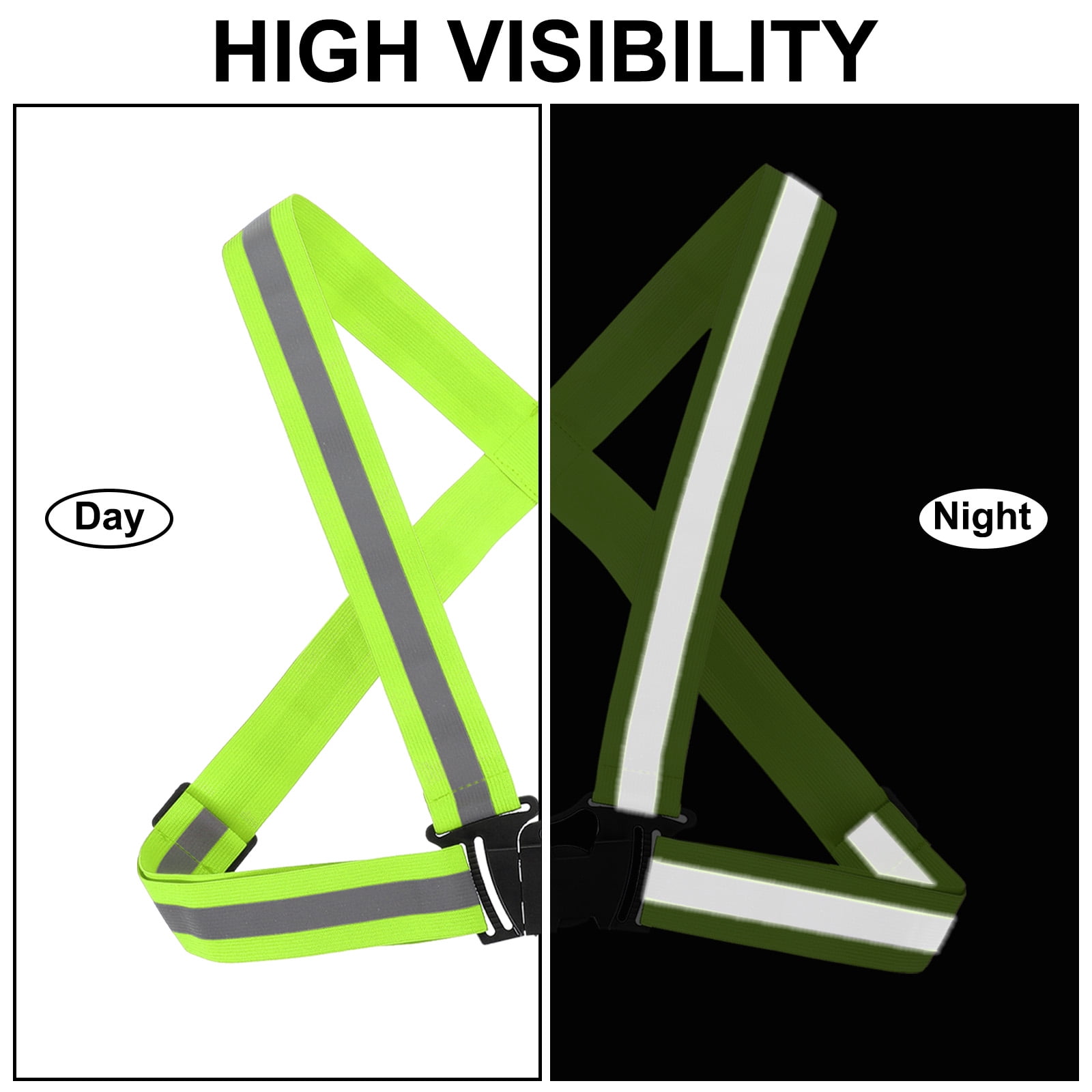 Adjustable Reflective Running vest Gear, 4 Pack High Visible reflective straps fit all ages, Green/Red-Orange