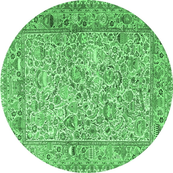 Ahgly Company Indoor Round Persian Emerald Green Traditional Area Rugs, 3' Round