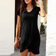 thumbnail image 6 of Chbgutlmr Summer Dresses for Women Short Sleeve Knot Front Irregular Hem Scoop Neck Dress Casual Loose Comfy Trendy Dress, 6 of 8