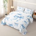 thumbnail image 3 of Erosebridal Watercolor Bowknot Bed Spread Queen for Girls Women, Butterfly Bow Queen Coverlet Set, White Blue, 3 Pieces, 3 of 7