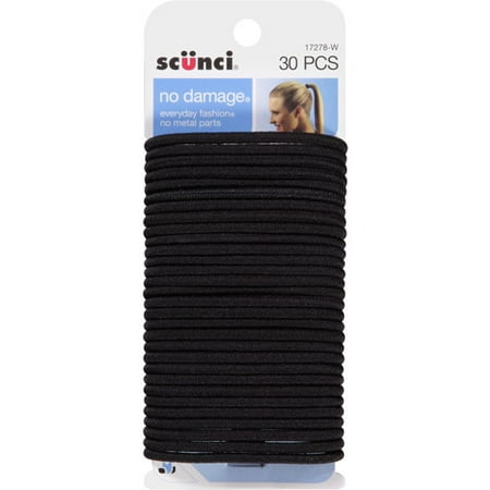 (2 Pack) Scunci No Damage Hair Ties, Black, 30 ct (Best Way To Tie Hair While Sleeping)
