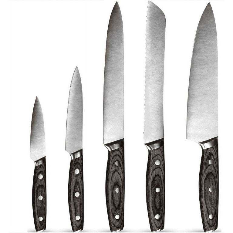 Art and Cook 6-Piece Ash Wood Magnetic Stainless Steel Kitchen Knife Block  Set