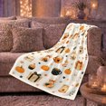 thumbnail image 6 of Ghosts Pumpkins and Present Boxes on Cream, Cozy Holiday Style for Halloween Lovers, Autumn Treat Scene and Halloween Gift, Soft Flannel Blanket for Family Room and Guest Room, Home Decor, 6 of 9