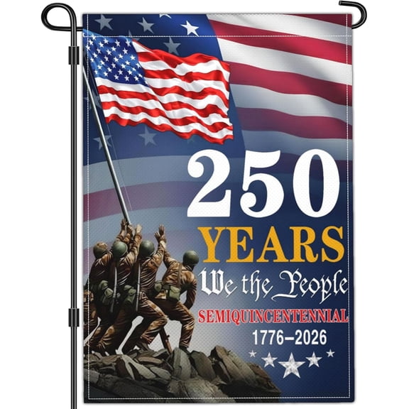 250 Year American Anniversary Garden Flag, Patriotic 4th of July Double Sided Yard Flag, 12 x 18 Inch Outdoor Decoration