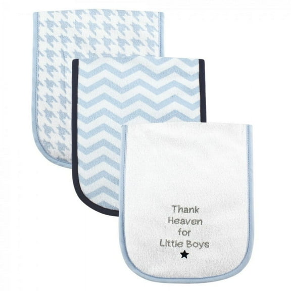 Luvable Friends Baby Boy Cotton Burp Cloths with Fiber Filling 3pk, Boy Thank Heaven, One Size