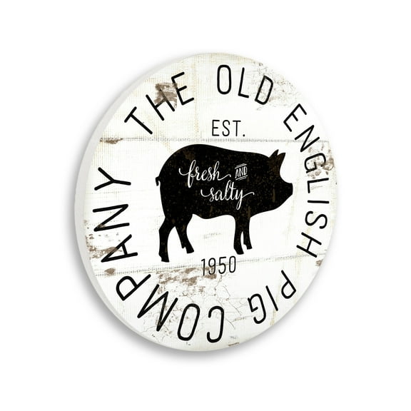 Stupell Industries Old English Pig Co Vintage Sign Farm Hog,12 x 12,Design By Jennifer Pugh