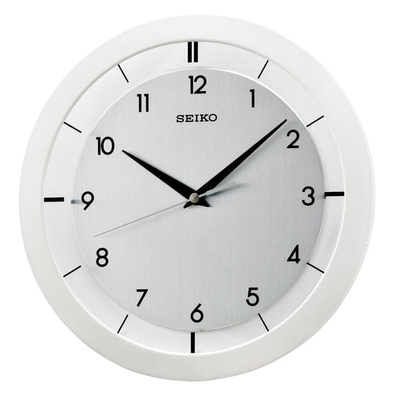 Seiko 11" St. John Metal Wall Clock, White Modern Quartz, Analog, QXA520WLH