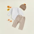 thumbnail image 7 of Kiijoy Thanksgiving Baby Boy Outfits Fall Turkey Embroidery T-Shirt Plaid Pants Hat Set, Sizes 0-3M, 7 of 7