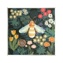 Stupell Industries Bumble Bee Garden Pattern Botanical & Floral Painting Unframed Art Print Wall Art, 12 x 12