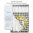 thumbnail image 2 of No Hook Cloth Fabric Shower Curtain with Snap in Liner, Farmhouse Lemon Waterproof Shower Curtains Set with See Through Top Window, Bless Home Summer Black Buffalo Plaid Bath Curtains Shower 60"x72", 2 of 6