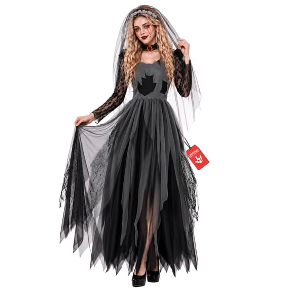 Fun Shack Adult Zombie Bride Costume, Halloween Costumes For Women, womens zombie costume, Dead Bride outfit