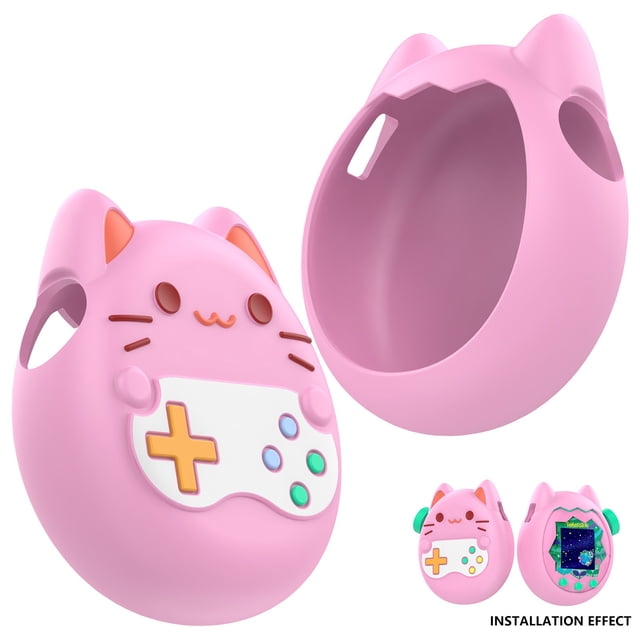 Pink Tamagotchi Protective Case Soft Silicone Cover With Tpu Screen Protector 360 Degree Protection For Electronic Pet Game Device Protective Cover