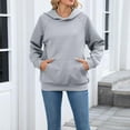 thumbnail image 6 of Lmnyox Hooded Sweatshirts for Women Solid Basic Long Sleeve Hoodies Casual Fashion Pullover Tops with Pocket, 6 of 7