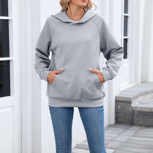 Ailaofu Casual Womens Hoodies with Pocket Long Sleeve Cozy Pullover Tops Stylish Sweatshirt Fall Fashion
