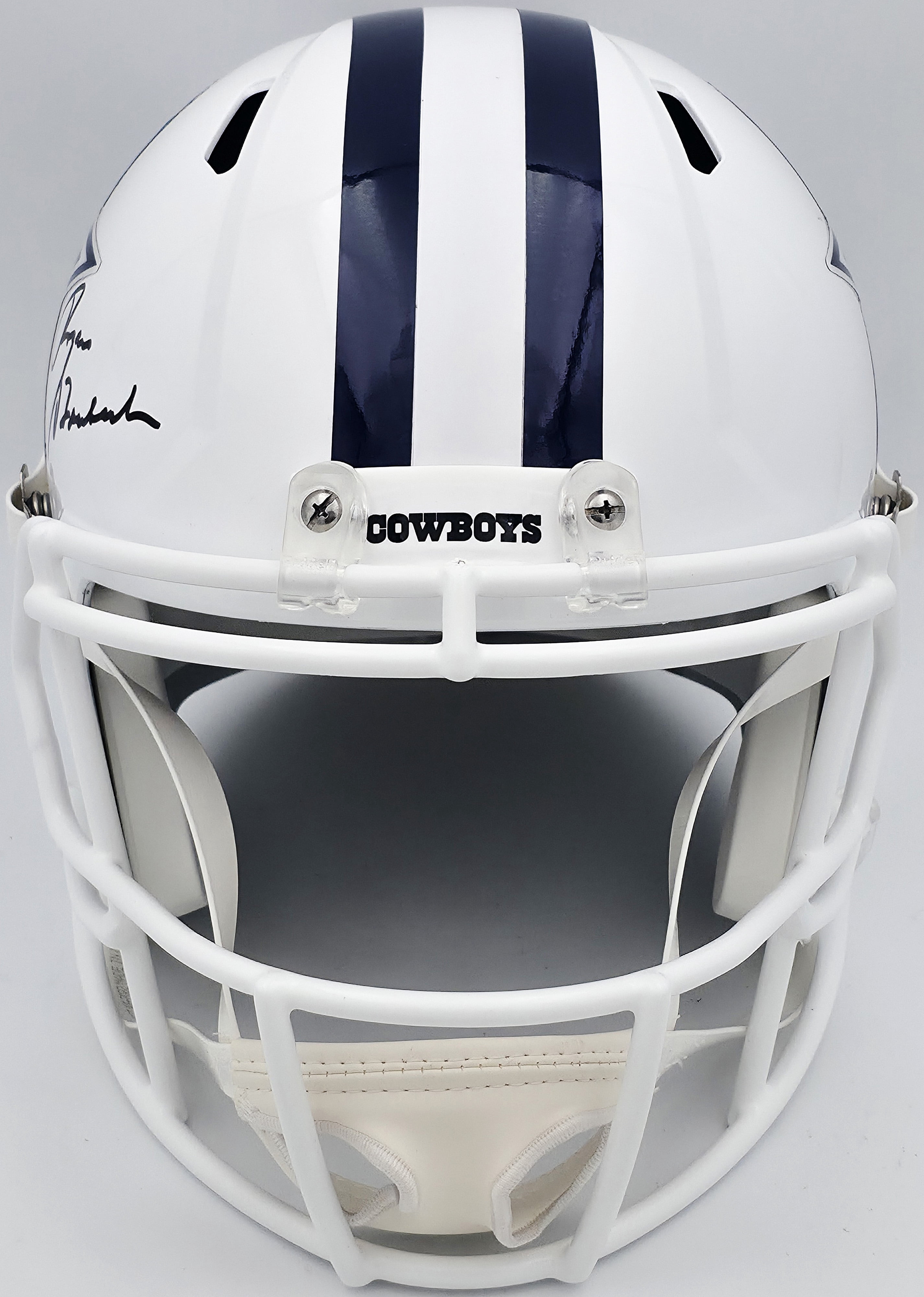 Roger Staubach Autographed Dallas Cowboys 2022 Alternate White Full Size Speed Replica Helmet Beckett BAS Witness 238804