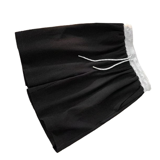 Pantalones cortos hasta la rodilla para hombre, pierna ancha, cordón, cintura elástica, patrón de bordado, pantalones cortos deportivos informales para hombre con bolsillos, negro XL
