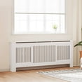 thumbnail image 1 of vidaXL Radiator Cover with Top Storage Shelf, Heater Cover, MDF, 55.5-80.7''x7.5''x32.1'', White, 1 of 6