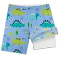 thumbnail image 4 of Utlike Boys Printed Swimming Shorts With Drawstring Elastic Waist High Waisted Loose Casual Swim Trunks With Compression Liner Child Sports Swimsuit Beachwear Size 7 Years, 4 of 5