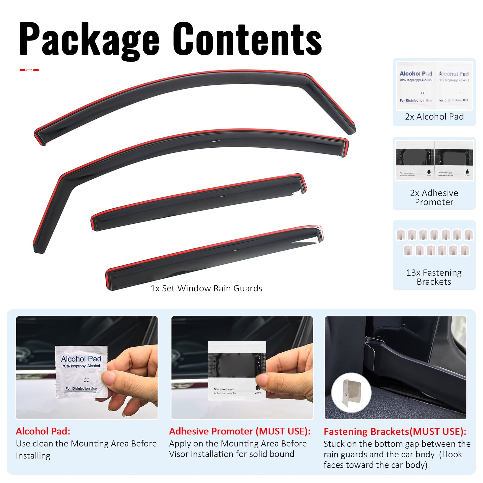 Ikon Motorsports In-Channel Window Visors Sun Shades Vent Rain Guards Deflectors for 2016-2024 Nissan TITAN XD & 2017-2024 TITAN Crew Cab Smoke/Tinted