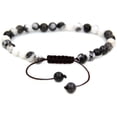 thumbnail image 1 of Natural Zebra Jasper Gemstone 6mm Round Beads Adjustable Bracelet 7" Unisex, 1 of 3