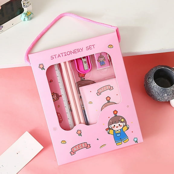 DAILIHIVE Pencil Set,Stationery six Piece Set,Kindergarten Drawing And ketching Supplies,Include Fun Pencils,Ruler,Eraser,harpeners and Notebook,Ideal Office stuff,For Your Family Youngster