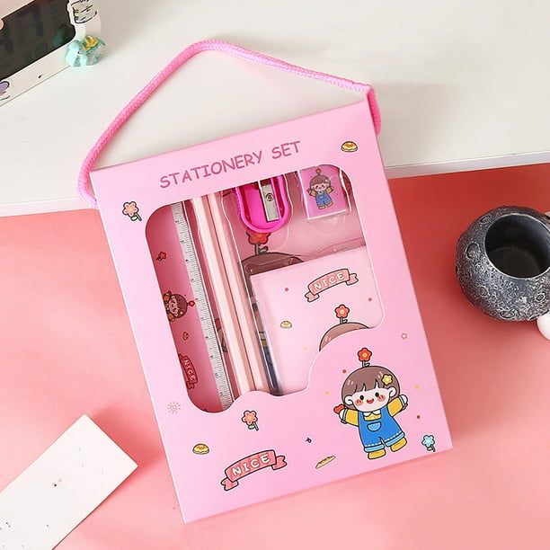 Juego de lápices, papelería para estudiantes, juego de seis piezas, útiles de dibujo y bocetos para niños de jardín de infantes, lápices lindos