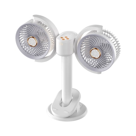 Dual-Head Strong Wind Silent Small Fan USB Rechargeable Clip-On & Wall-Mounted & Desktop 3-in-1 Mini Fan for Office Bedroom Dorm Travel and Outdoor Cooling