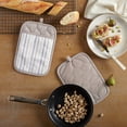 thumbnail image 2 of Martha Stewart Daisy Stripe Pot Holder Set 2-Pack, Beige/Brown, 7"x10", 2 of 10