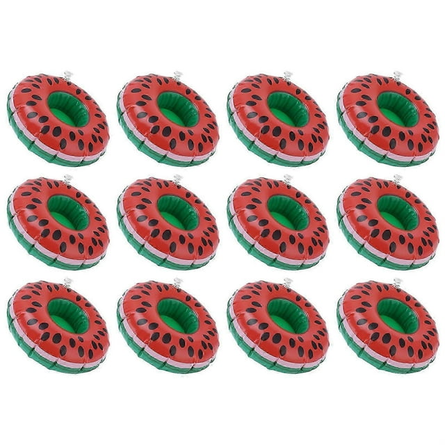 12pcs Watermelon Inflatable Coaster Drink Cup Holder Drink Floats for Children's Summer Toys and Pool Party