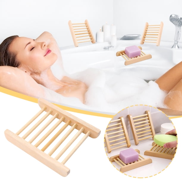 Jaboneras portátiles Jabonera de madera natural Plato de almacenamiento Baño Ducha