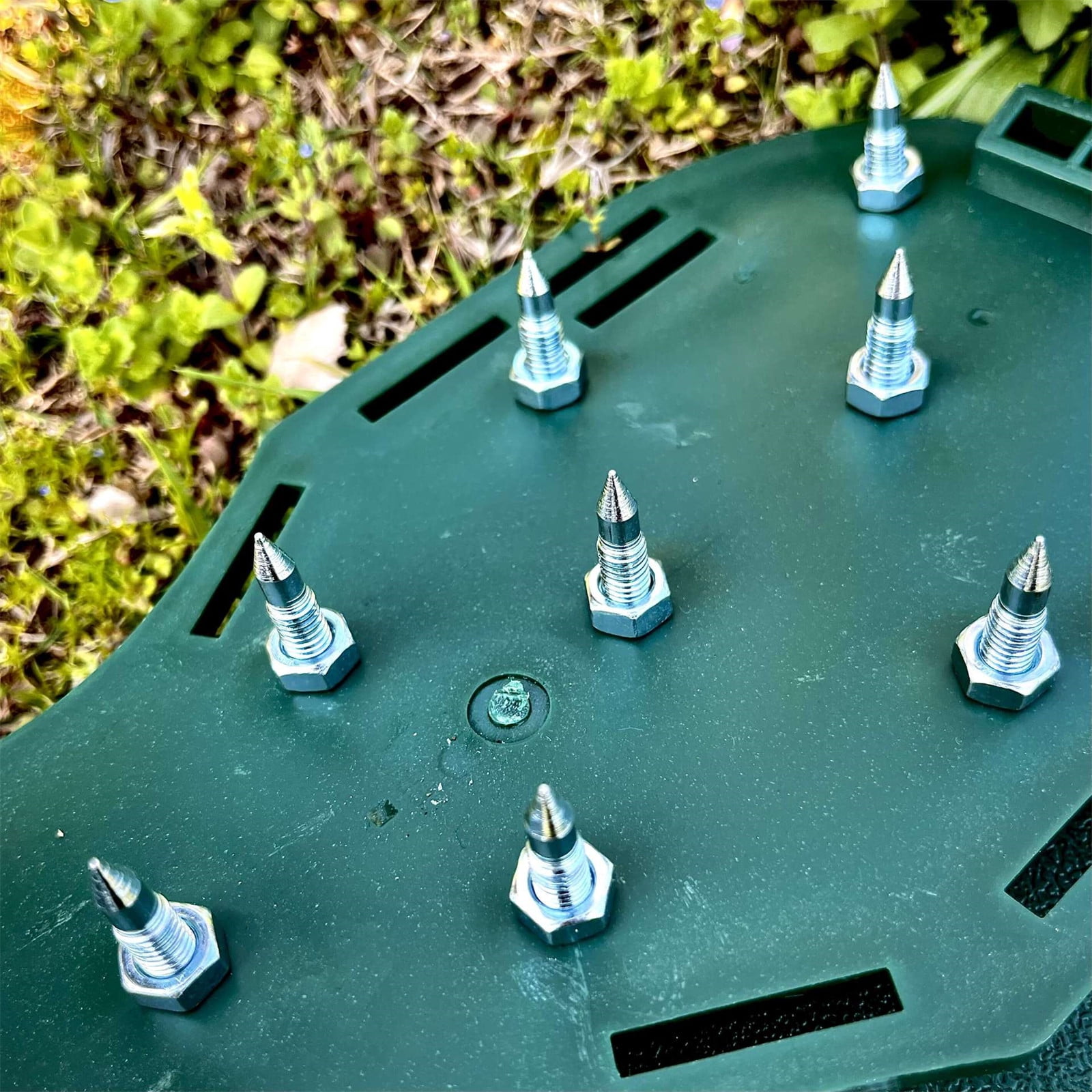 Lawn Aerator Shoes with 1” Spikes for Grass Aeration, Spiked Shoes for Lawn Care, Adjustable Heavy-Duty Strap Fit, Gardening Aerator Tool for Yard, Soil & Epoxy Floors, Green