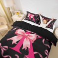 thumbnail image 3 of spefrowx Watercolor Pink Bow Print Twin Duvet Cover for Girls, Black Monogram Letter K Twin Bedding, Black Reversible, 2 Pieces, 1 Duvet Cover and 1 Pillowcase, 3 of 6