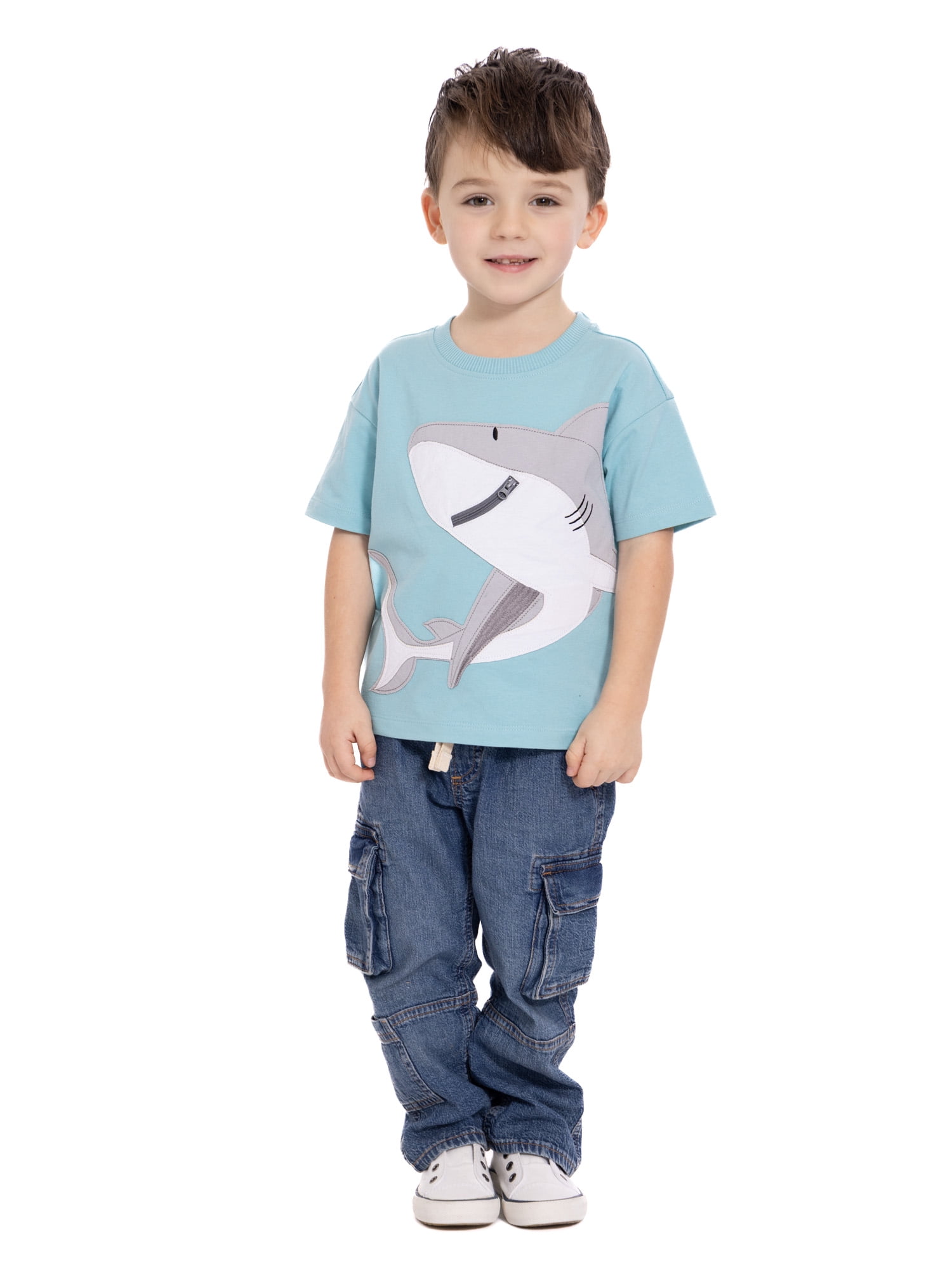 Wonder Nation Toddler Boys Short Sleeve Graphic Tee with Zipper Pocket, Sizes 12M-5T