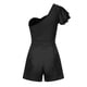 thumbnail image 4 of Conjunto de Verano para las Mujeres Color Sólido Hombro Doble Capa Manga Mono Pantalones Cortos, Cuello en V Superior Monos de Mujer Casual, 4 of 6