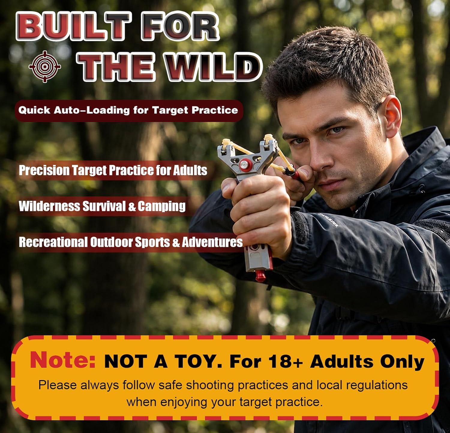 Adult Recreational Slingshot for Target Practice, Aluminum Alloy Manual-Loading Design