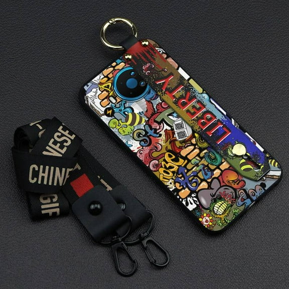 HBH-Phone Case For Nokia 8.3/8 V 5G UW, Personality Wristband Dirt-resistant Graffiti Wrist Strap Durable Fashion Design Anti-knock Silicone Protective Soft case Waterproof Ring Lanyard
