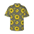 thumbnail image 3 of Goofa Sunflowers On Black And White Stripes Hawaiian Shirt for Men, Unisex Summer Beach Casual Short Sleeve Button Down Shirts,Aloha Tropical Floral print shirt-3X-Large, 3 of 9